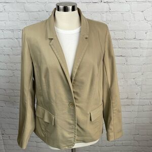 Lane Bryant Modernist Collection Single Button Cotton Blend Tan/Camel Size 16
